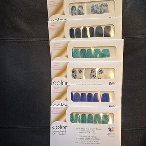 Color Street Nail Polish Strips Set - Blue, Green, White